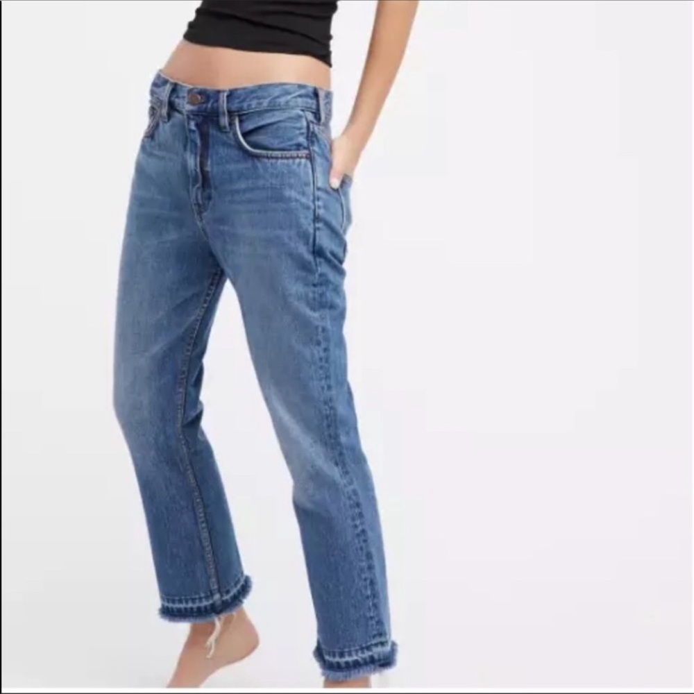 Free People High Waisted Released Hem Cropped Jeans